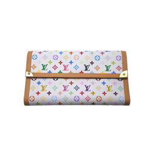 Louis Vuitton Long Wallet Multicolore Multicolor Porte Tresor Blanc White
